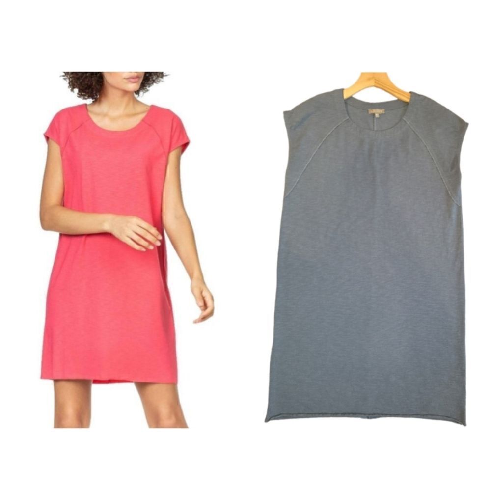 NWOT LILLA P JEWEL NECK SHIFT SHORT SLEEVW DRESS GREY Gray CHARCOAL S